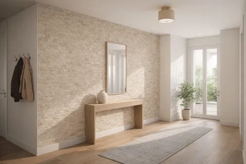 Travertin roppantott bézs előtér / folyosó